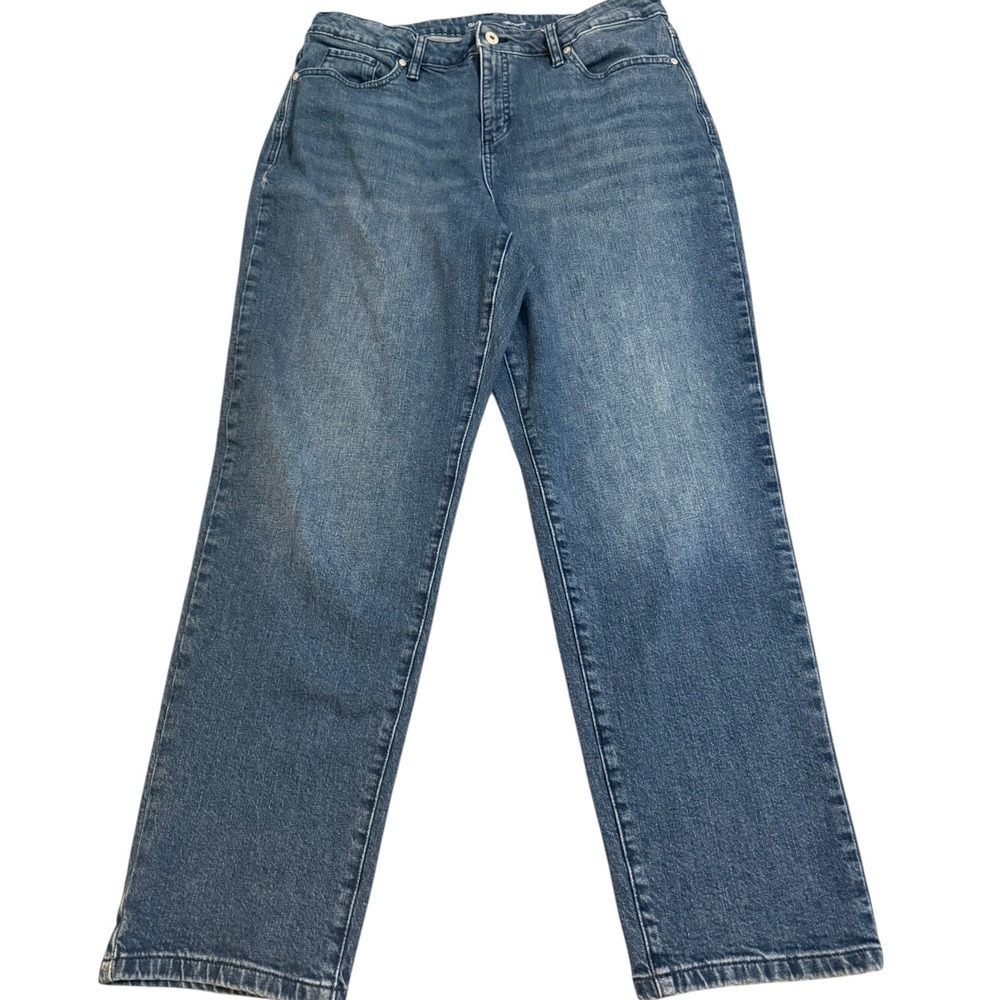 Style & Co Girlfriend Jeans Womens‎ 14 Medium Wash Straight Leg Denim Blue